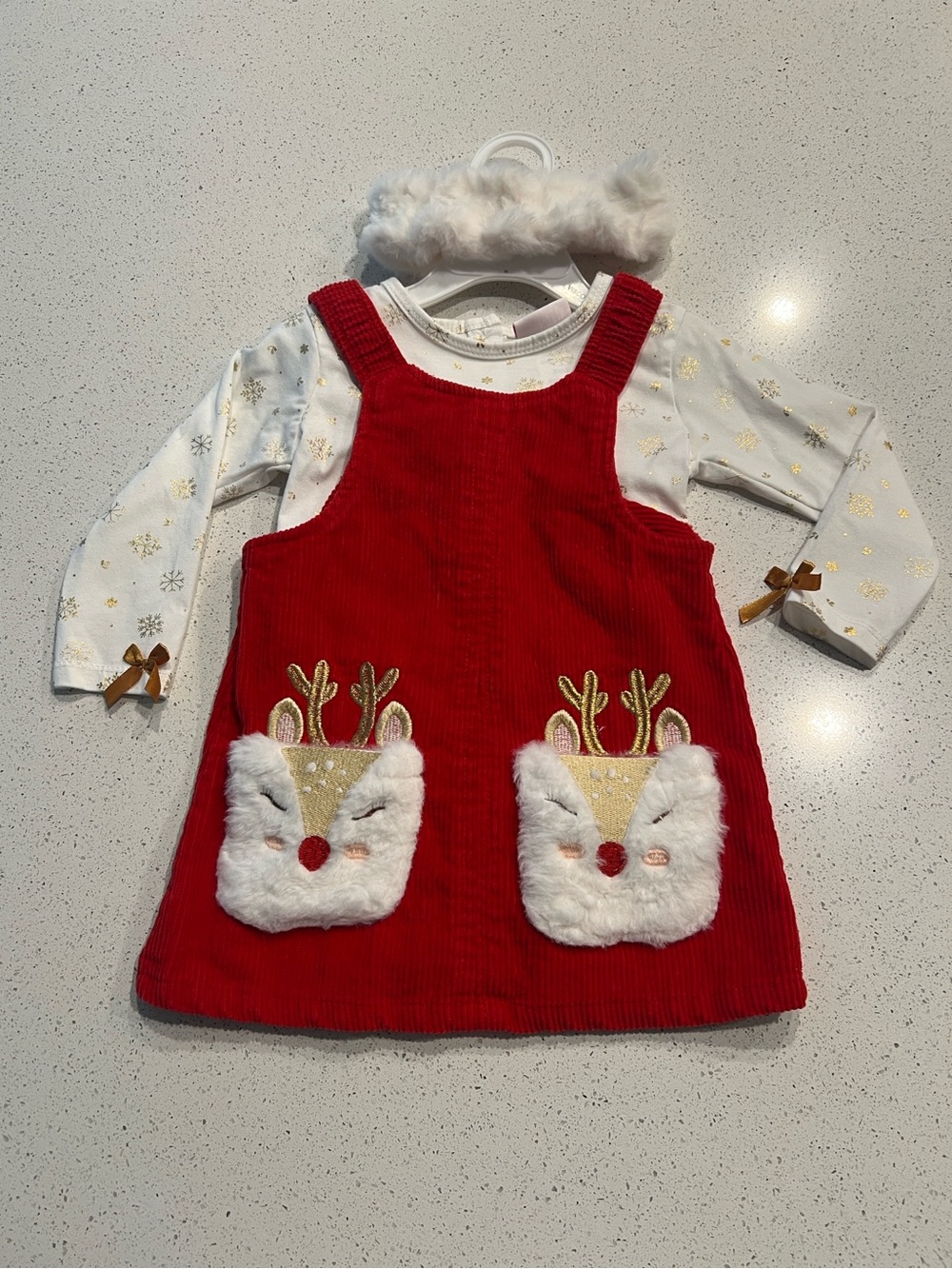 5/$35 NWOT Little Lass Red Corduroy Dress (never used) 3 pieces 24 month babygir